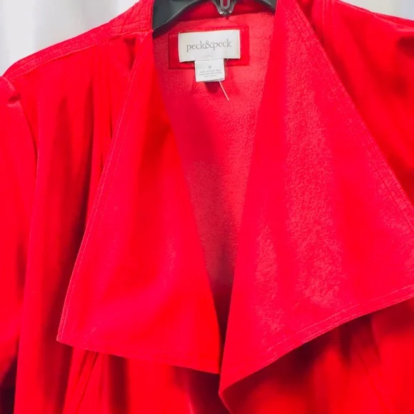 NWT Peck & Peck Red Velvet Two Pocket Edge to Edge Jacket M - Picture 2 of 16
